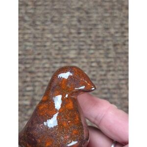 Vintage Studio Pottery Ceramic Bird Figurine Brown Orange Speckled Glaze Art